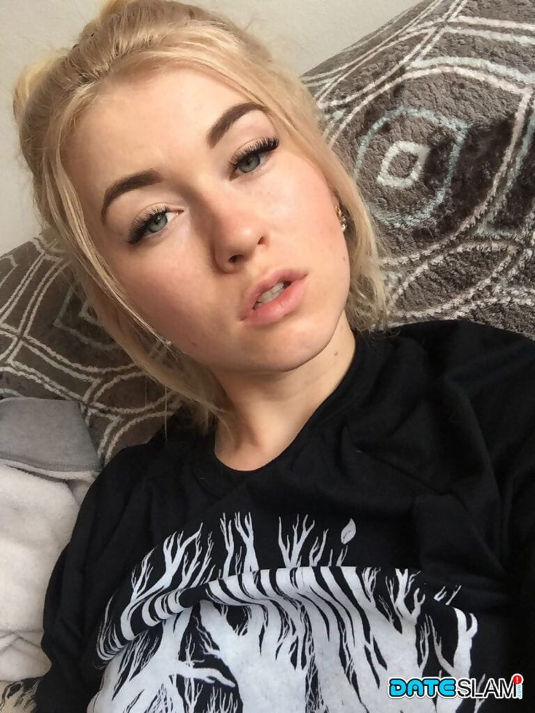 Beautiful blonde slut Misha Cross takes a selfie fully clothed and stark naked page 1