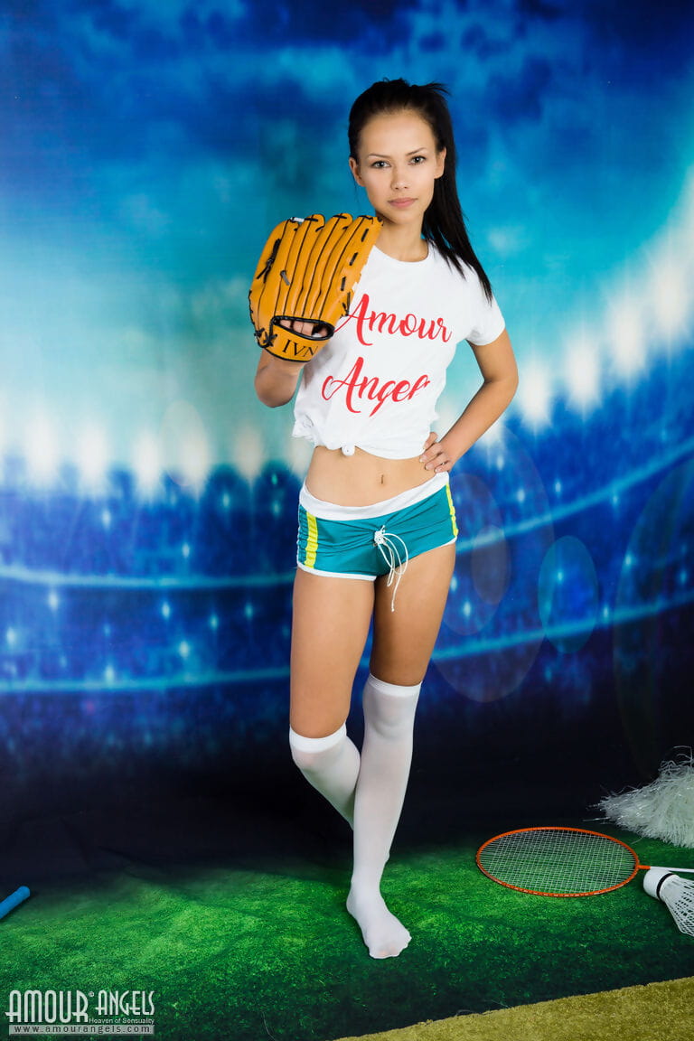 Teenage sweetie with perky tits Lada announces a baseball game by stripping page 1