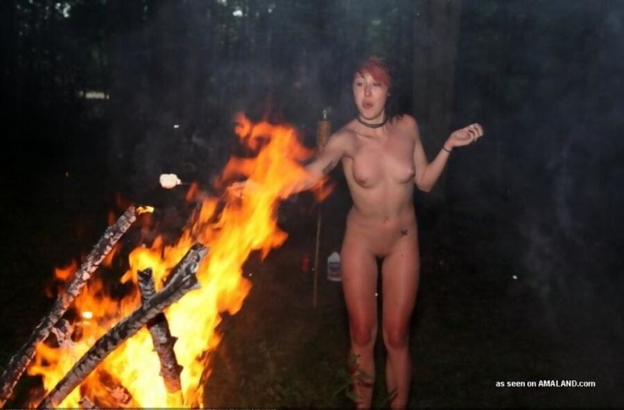 Wild naked girlfriend having fun posing at a bonfire - part 4048 page 1