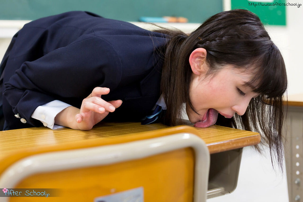 Japanese schoolgirl licks her girl juices off desk before blowing her teacher page 1