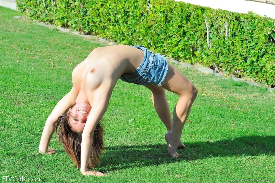 Teen from next door goes topless at the park and at home before getting naked page 1