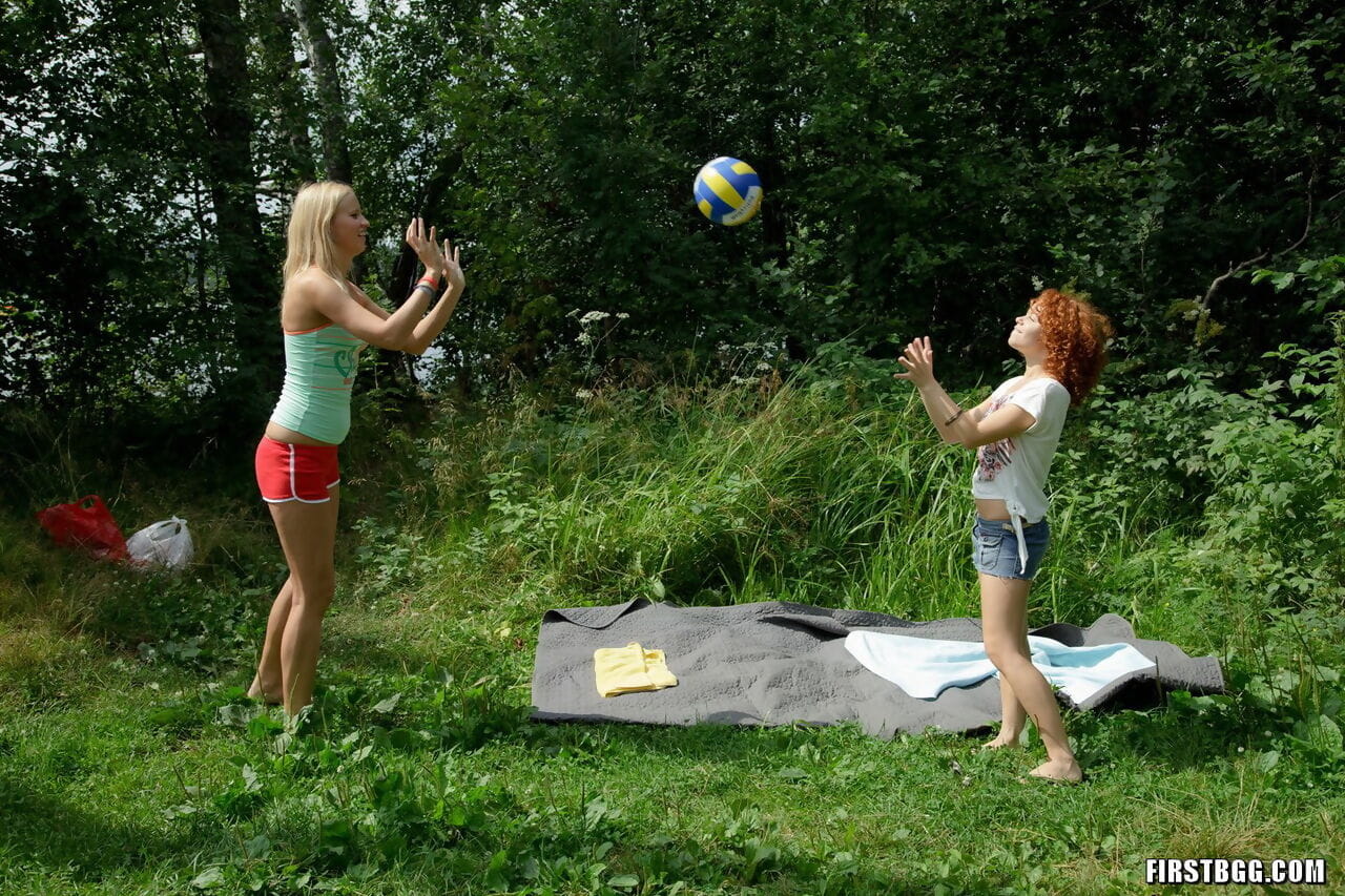 Teen girls Avina and Hailey have their first BGG sex adventure in the backyard page 1