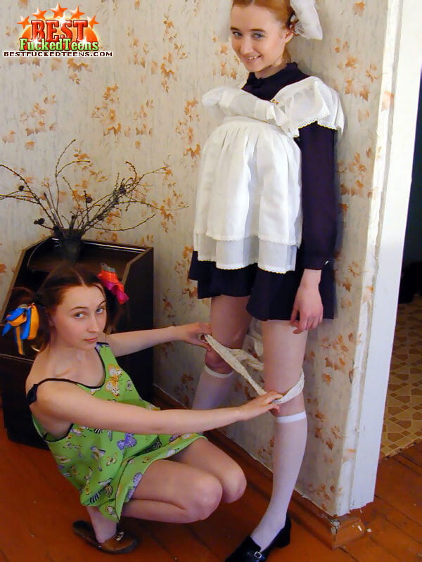 Young girls remove upskirt panties in order to show their pussies page 1