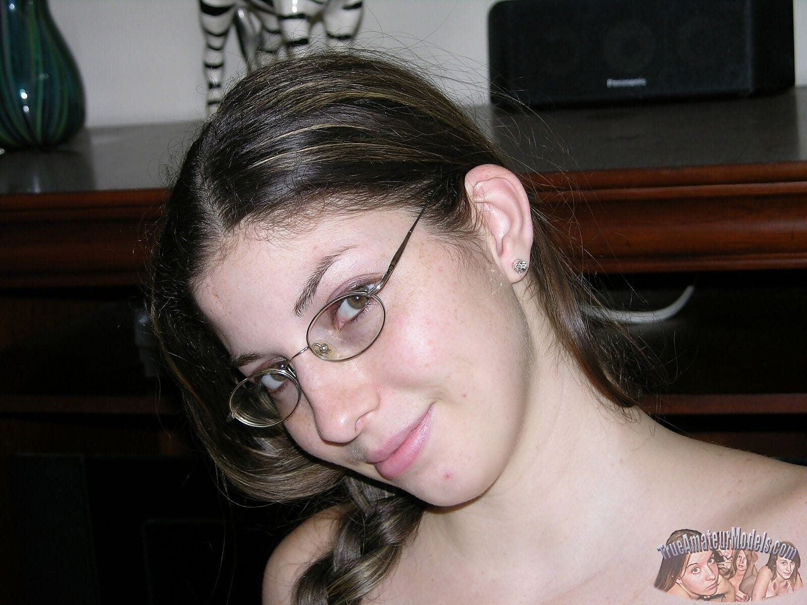 Amateur brunette freckled face teen wearing glasses - part 2379 page 1